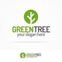 logotipo de árbol verde en círculo vector