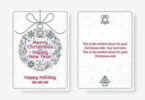 Christmas greeting card set with ball vector