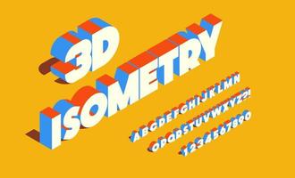 Vector isometry font 3d bold style for infographics