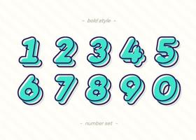 Numbers set 3d bold trendy typography vector