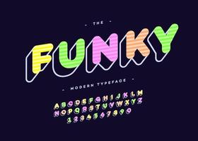 Vector funky font 3d bold typography sans serif style