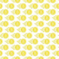Bit coin seamless pattern consisting of flying money yellow color flat style for cryptocurrency vector