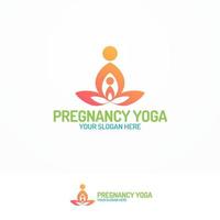 Pregnancy yoga logo set with silhouette mam and baby vector