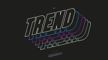 Vector trend font 3D bold line style