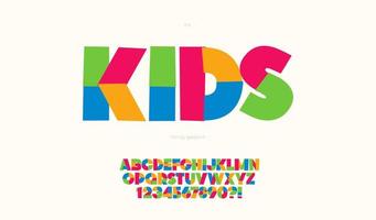 Kids font cute color style vector