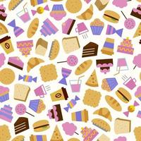 vector cute seamless pattern with bakery icons