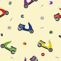 cute motobike pattern for party poster vector