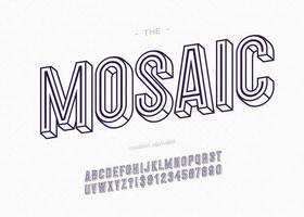 Vector bold mosaic alphabet modern typography