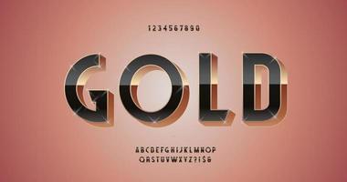 Vector gold font 3D bold style modern typography