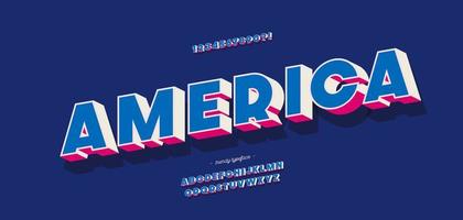 Vector america alphabet 3d color style