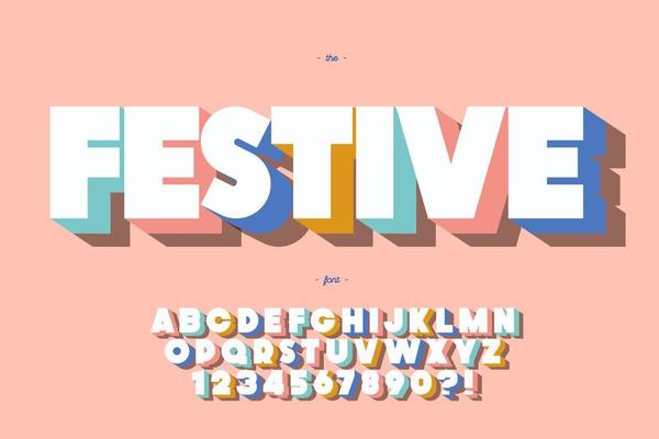 Festive font 3d bold style cute color