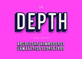 Vector depth trendy alphabet 3d bold modern typography