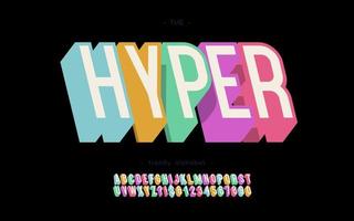 Vector hyper font 3d bold colorful style