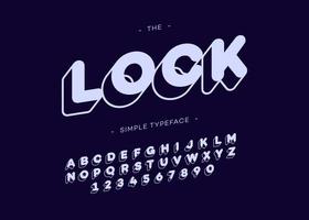 Vector lock font 3d bold typography