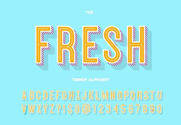 Fresh font modern 3d typography sans serif colorful style for promotion, party poster,
