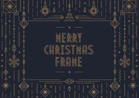 Merry Christmas card template with new year toy gold art deco style on black background