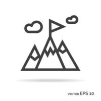 Success icon. Mountains with flag outline icon black color vector