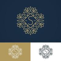 Monogram logo set vintage line style different colors isolated on background for use hotel label vector