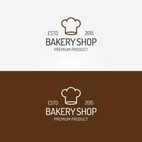 Bakery shop logo set with toque modern line style vector