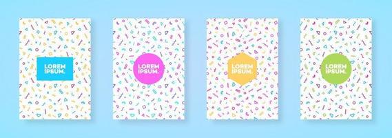 Cover design template set with minimal geometric memphis background for poster, presentation, flyer, vector