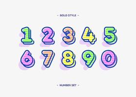 Set of numbers color 3d bold style vector