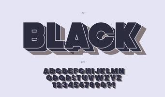 Black font 3d bold style for banner vector