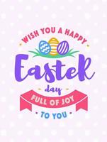 Easter greeting card with wish you a happy easter day full of joy colorful style vector