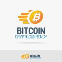 Bitcoin logo set color style with flying coin vector