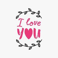 Valentines day emblem with sign i love you and branches isolated on white background vector