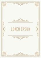 Greeting card template art deco style with gold frame on white background vector