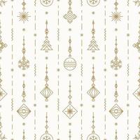 Christmas pattern with new years toy gold color consisting of xmas tree, ball, snowflake vector