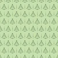 Christmas tree seamless pattern green color line style on background for greeting cards vector