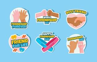 conjunto de pegatinas del día mundial de la amistad vector