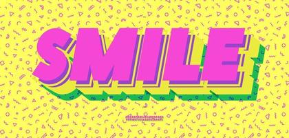 Vector smile font 3d bold style