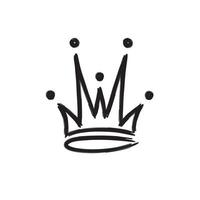 Crown icon hand drawn style vector