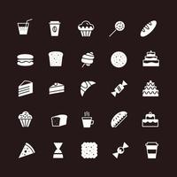 vector hand draw icons set of bakery flat style