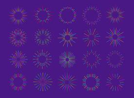 conjunto de explosión de fuegos artificiales de neón vectorial aislado en el fondo para el emblema vector