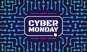 Cyber monday sale banner with electric background vector