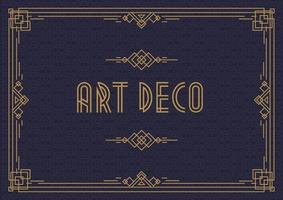 Wedding invitation card template horizontal art deco style with frame gold color vector
