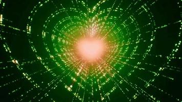 animación forma de corazones de luz verde sobre fondo negro.
