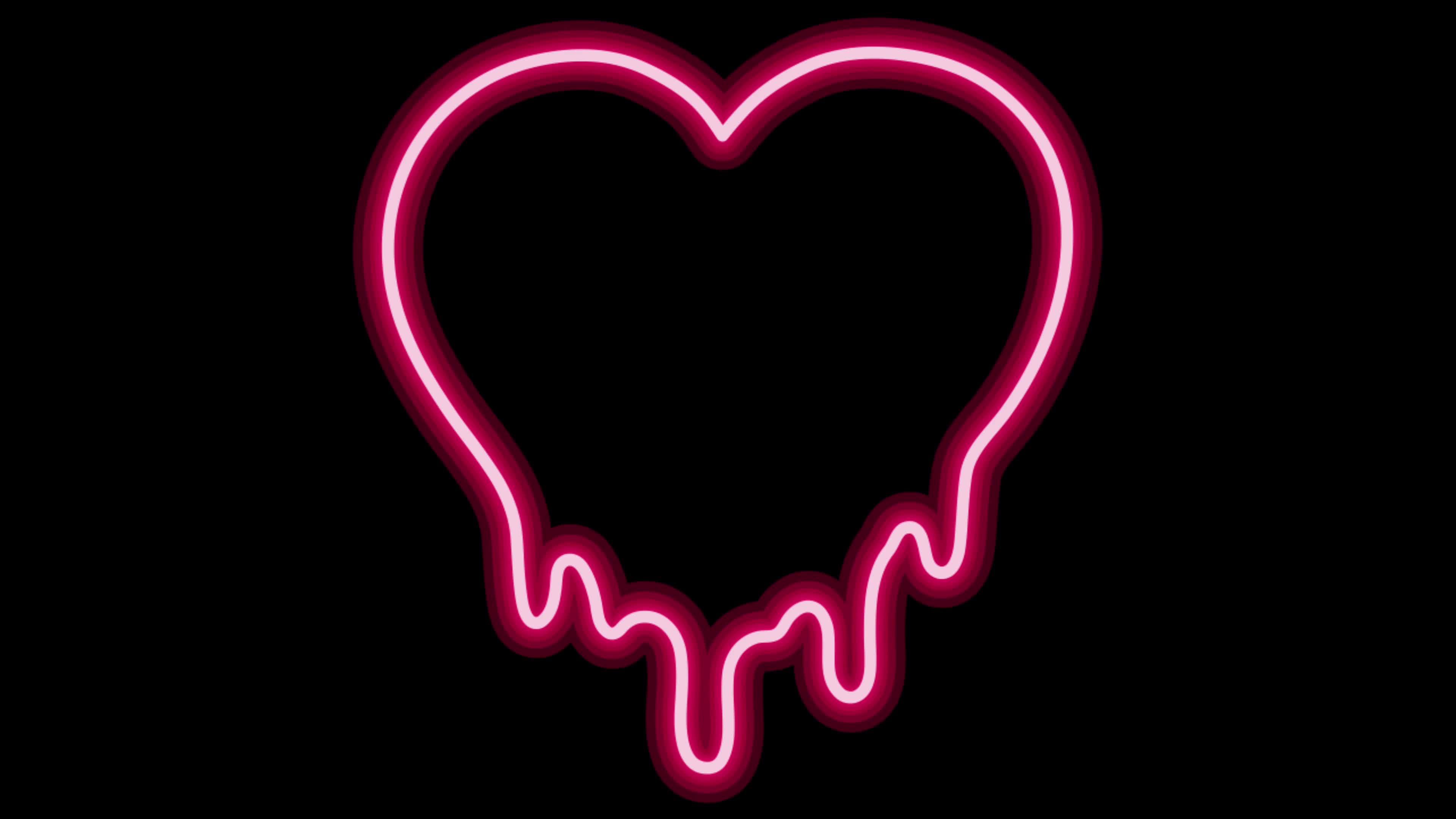 Animation pink neon light hearts shape floating isolate for Valentine's ...