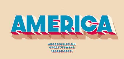 Vector america font 3d color style