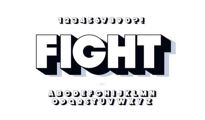 Bold font 3d black white style
