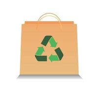 bolsa de papel ecológica vectorial con símbolo de reciclaje vector