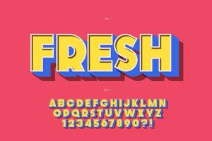 Fresh font 3d bold typography colorful style vector