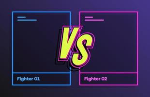 Versus banner with frame neon style blue and pink color vector