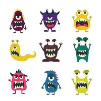 Monster set flat style different color and style isolated on white background for children game vector