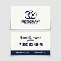 Business card with photography logo and silhouette photocamera line style vector