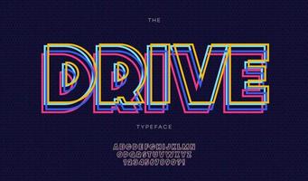 Vector drive font neon line style