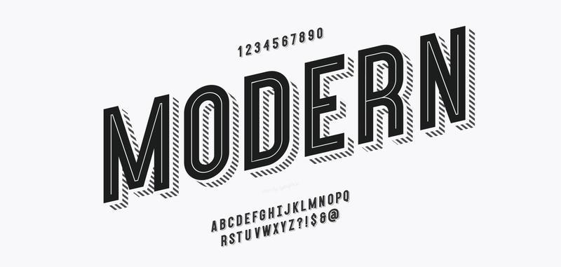 Vector font 3d bold black color